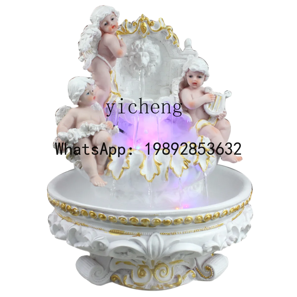 European desktop running water fountain resin ornament home creative angel humidifier porch office gift