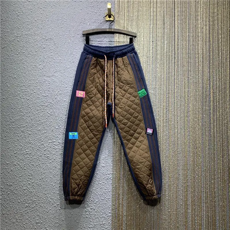 150kg Cotton Down Winter Trousers Women Casual Drawstring Loose Pluffy Harem Pant Plus Size Vintage Mom Pantalones High Waist
