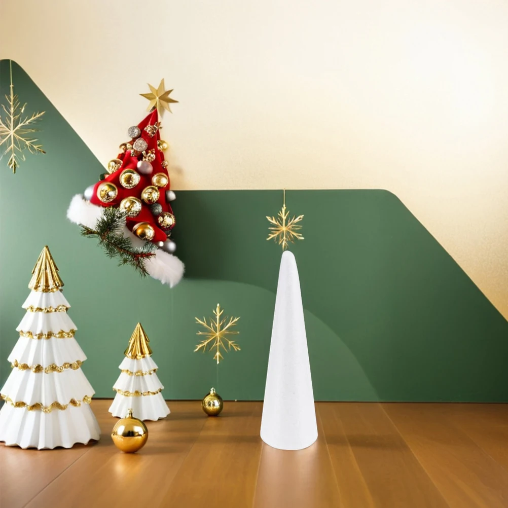 

4pcs Foam Cone Craft White Diy Blank For School Art Projects Christmas Decor Party Centerpiece Handmade Ornament Cones For
