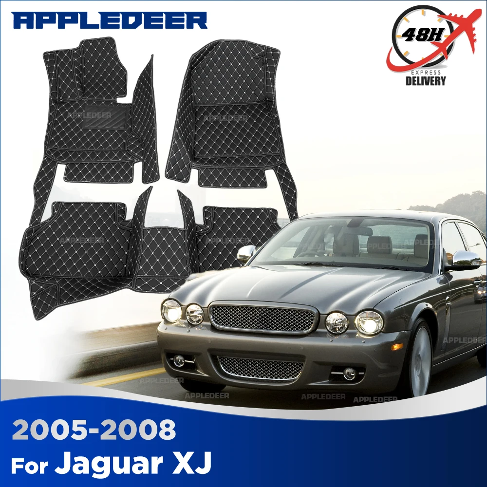 Car Floor Mats For Jaguar XJ 2005-2008 2007 2006 Custom Auto Foot Pads Carpet Cover Interior Accessories