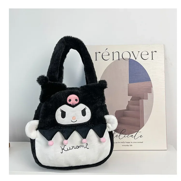 My Melody Anime Kawaii Sanrio Ins Kawaii Plush Handbag Cute Cartoon Kuromi Fashion Phone Storage Bag Purse Gifts for Girls