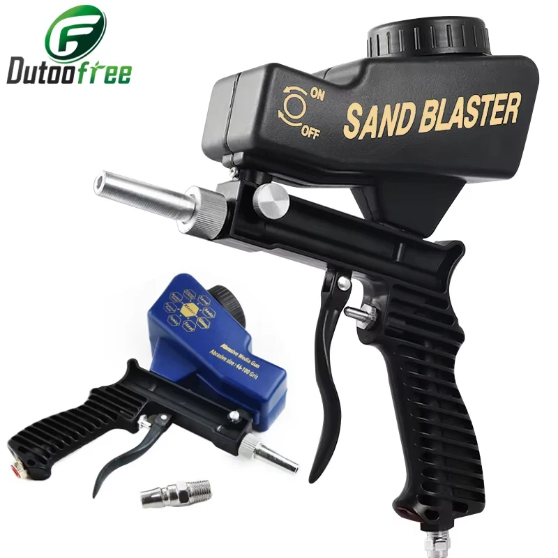 Adjustable Sandblasting Gun Portable Sand Blaster Paint Spray Machine Gravity Pneumatic Small Handheld Blasting Gun Set