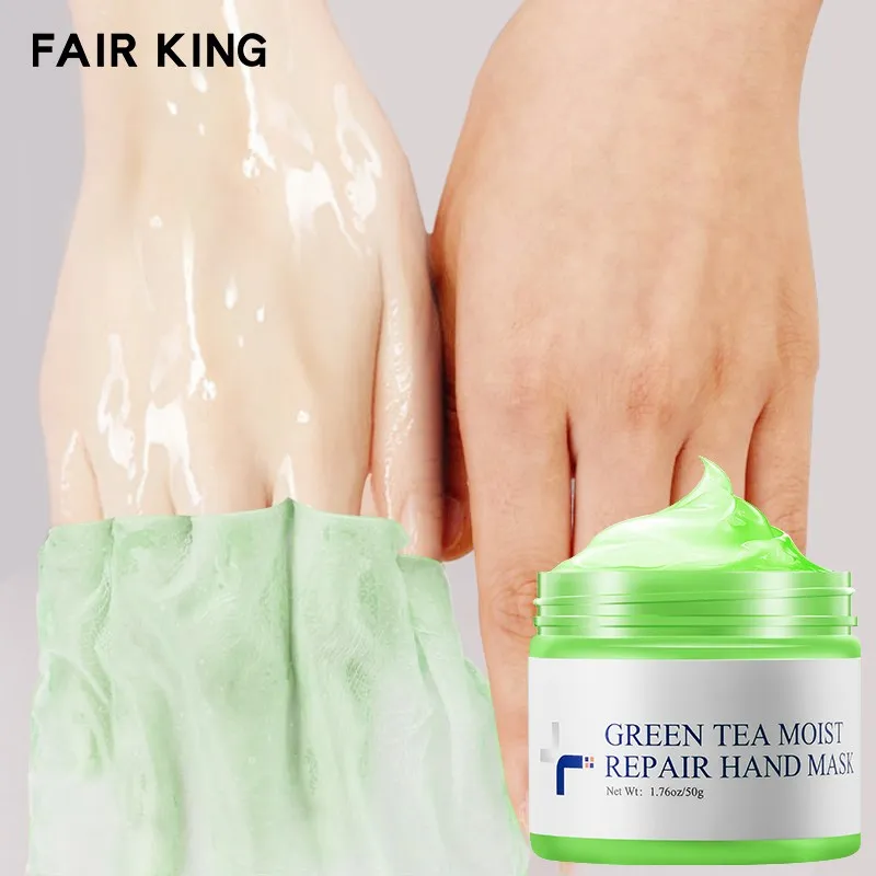 Green Tea Lock Water Repair Hand Mask Nourish Moisturizing Whitening Exfoliating Calluses Hand Film Anti-aging Hand Cream 50G