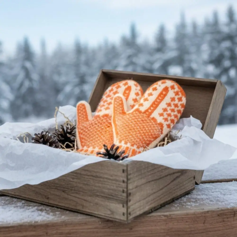 قفازات محبوكة على شكل قائمة شقية مخفية بالإصبع الوسطى قفازات حرارية شتوية للتزلج وركوب الدراجات والجري والأنشطة الخارجية