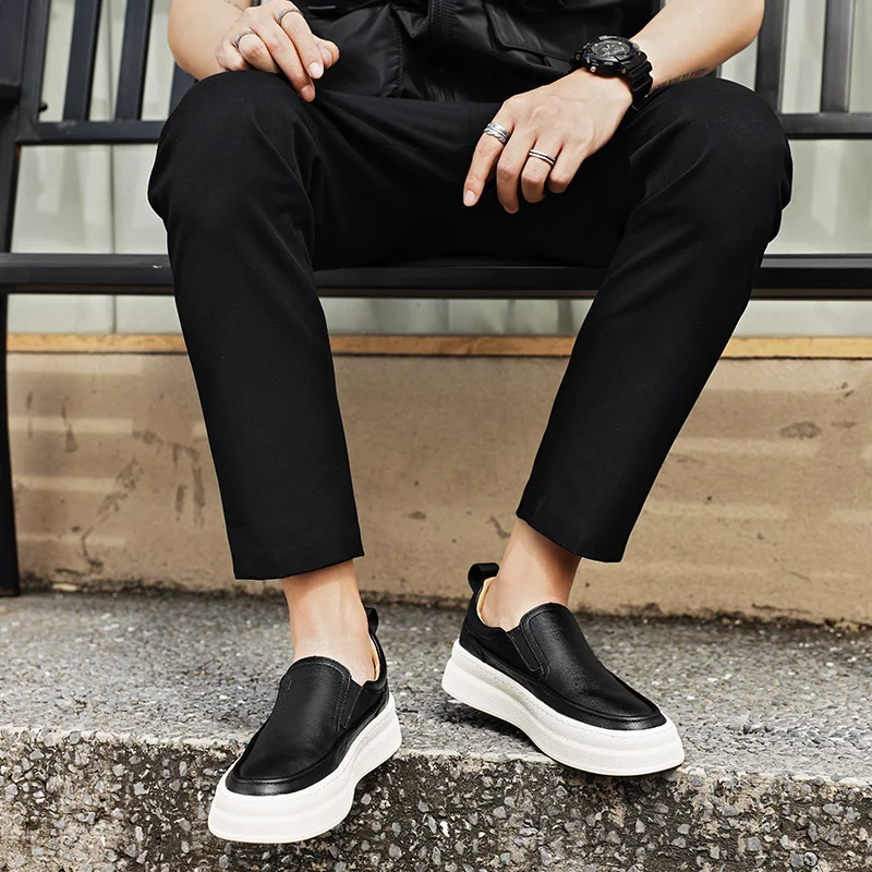 

Genuine Leather Men's Shoes Luxury Handmade Designer Loafers Slip On Black Business Casual Shoes Moccasins Comfy Driving Shoes