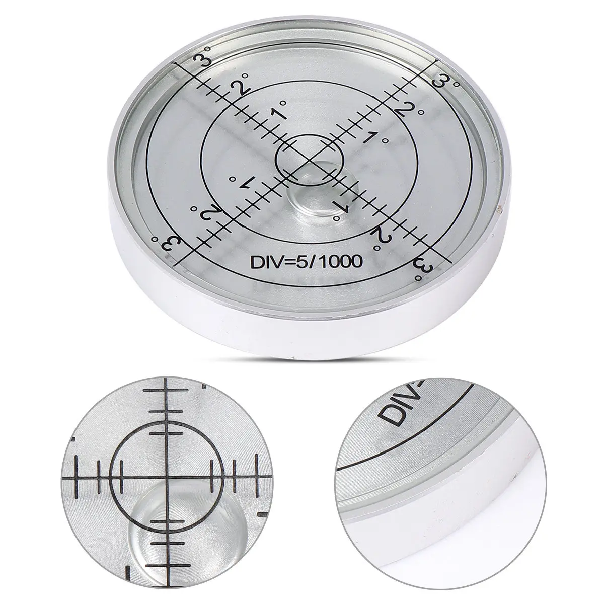 Circular Bubble Level Silver Cover White Liquid Portable Small Spirit Level Easy Use Accurate Horizontal Scale for Outdoor Work