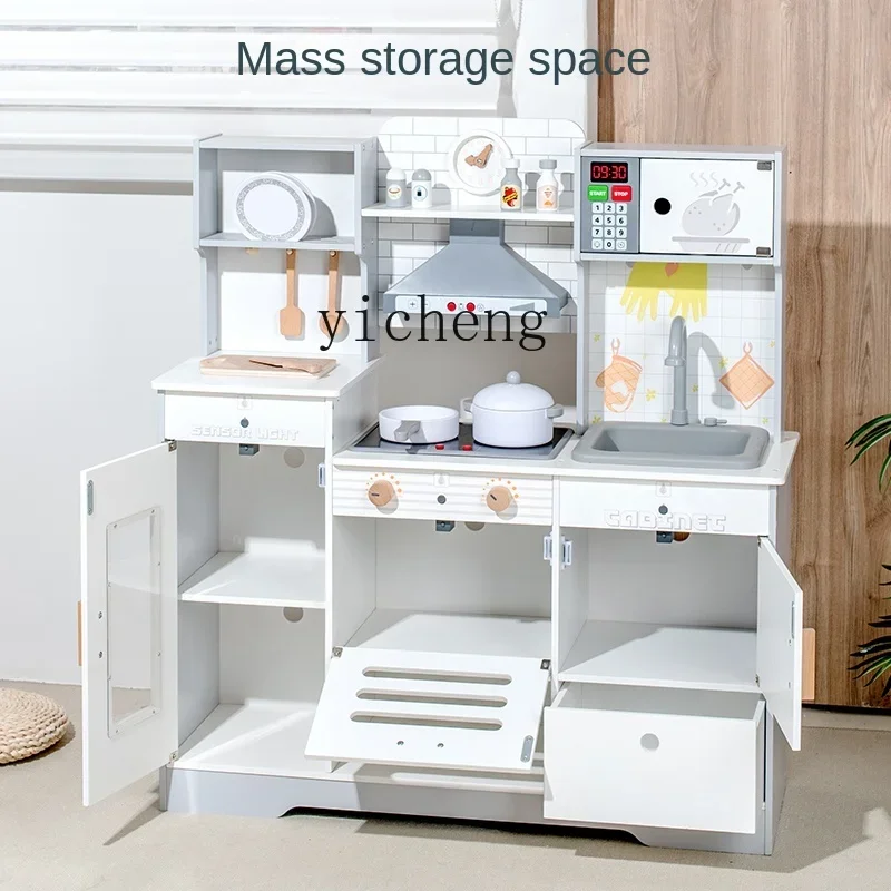 XL niños juegan casa simulación sonido y agua ligera juguetes de cocina herramientas de madera utensilios de cocina