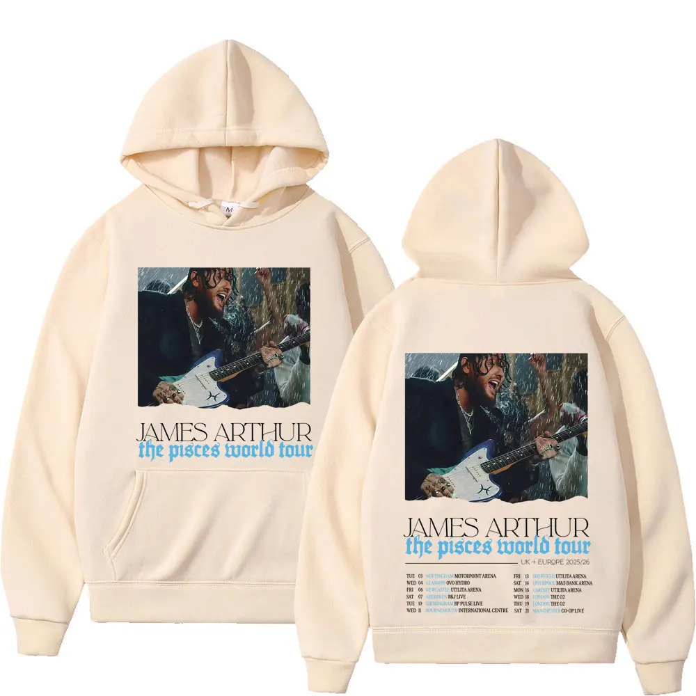 James Arthur The Piscis World Tour 2025 Sudadera con capucha gráfica para hombre, jersey informal de moda de manga larga, ropa deportiva de Hip-hop de alta calidad