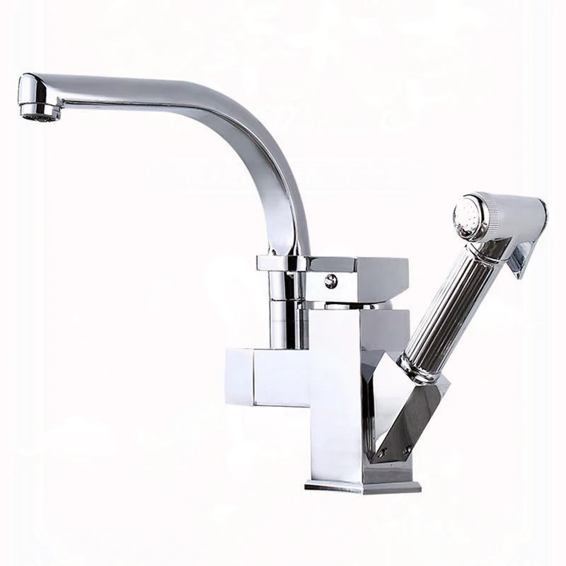 360° Rotating Stainless Steel Pull Out Kitchen Faucet Hot Cold Water Mixer Tap With High Pressure Sprayer