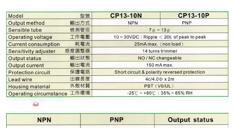 Original genuine CP13-10N electrostatic capacitance liquid level sensor, suitable for pipe diameter 7-13mm