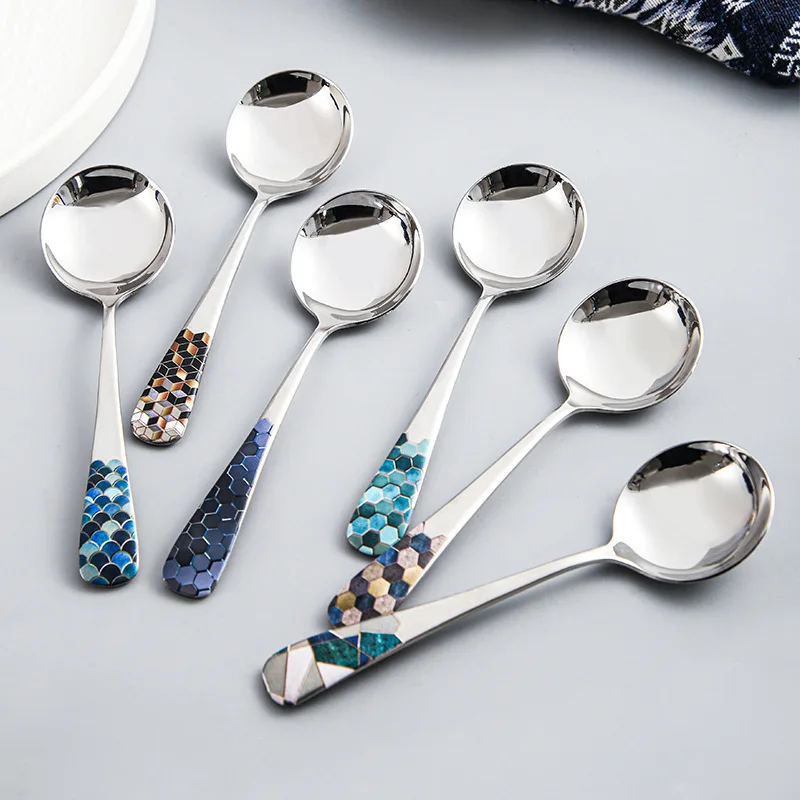 304 stainless steel Korean-style small round spoon chopsticks spoon embossed bump small spoon chopsticks cutlery set dinner set