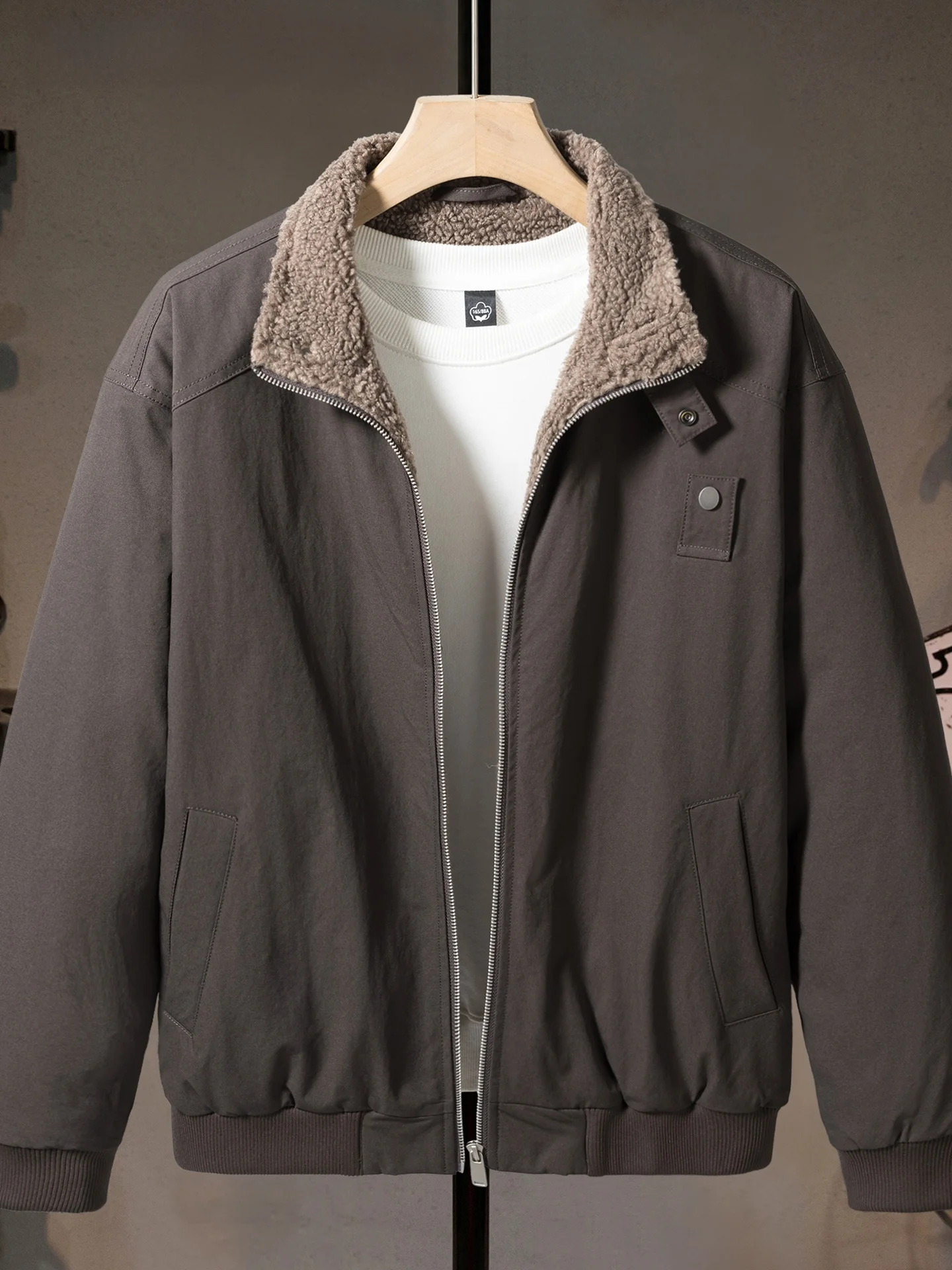 

Men's Thiened Lamb Velvet Jaet Outdoor Warm Cozy Fce Lined Cotton Coat Autumn Winter New Sle Casual Loose Fit