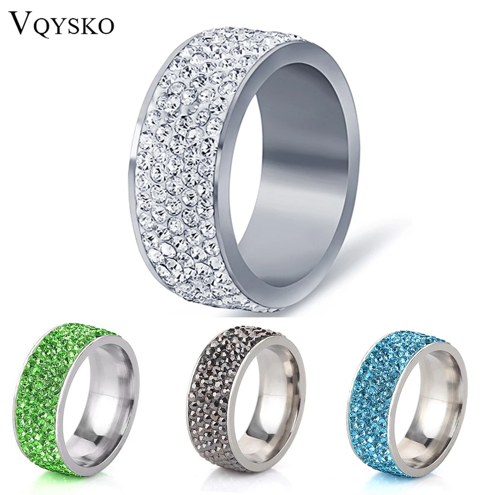 5-rzędowy przezroczysty kryształ biżuteria obrączka Anillos Mujer moda pierścionki zaręczynowe ze stali nierdzewnej dla kobiet akcesoria