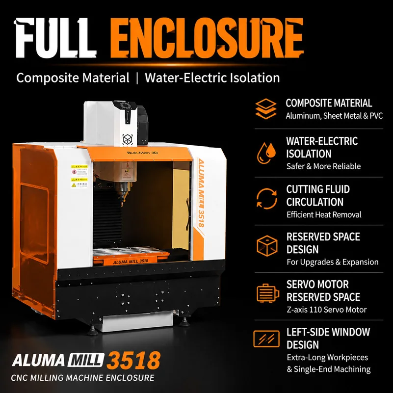 BulkMan3D ALUMA MILL 3518 3-Axis CNC Milling Machine Kit 2.2KW Spindle HGR20 Rail Ball Screw High Precision Desktop Engraver - view 4