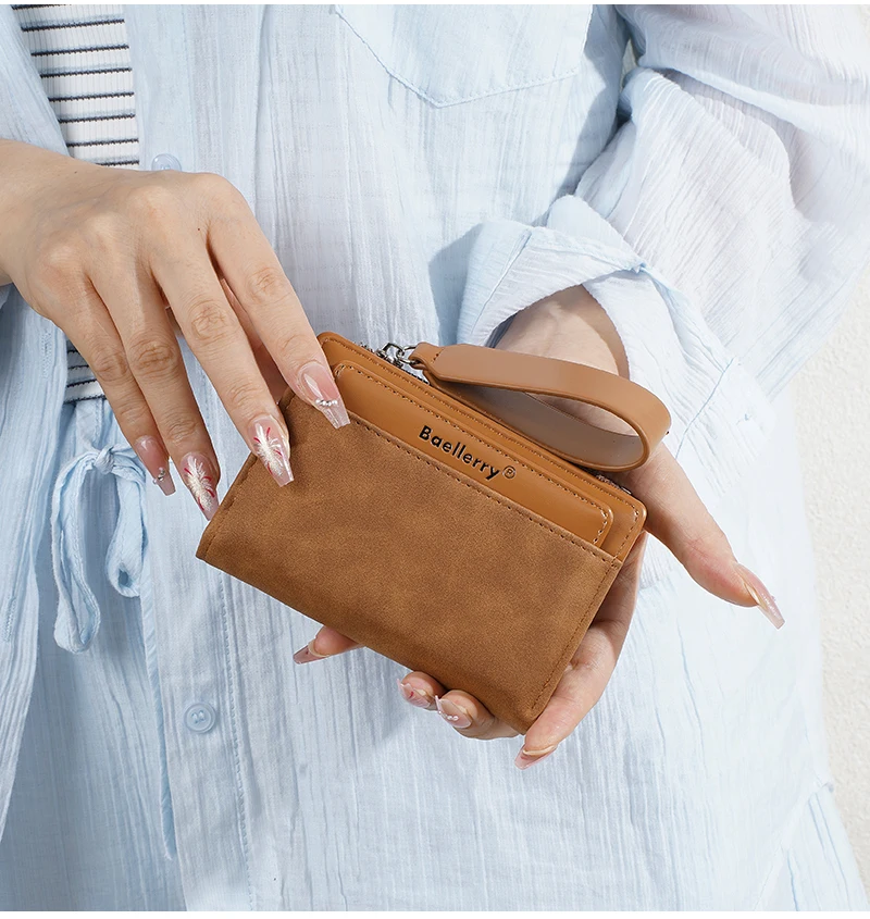 Neue Damen-Geldbörsen mit großem Fassungsvermögen, kurzer Kartenhalter, Damen-Geldbörse mit Reißverschluss, Münzfach, Fotohalter, einfache Geldklammern für Mädchen – Detail 19
