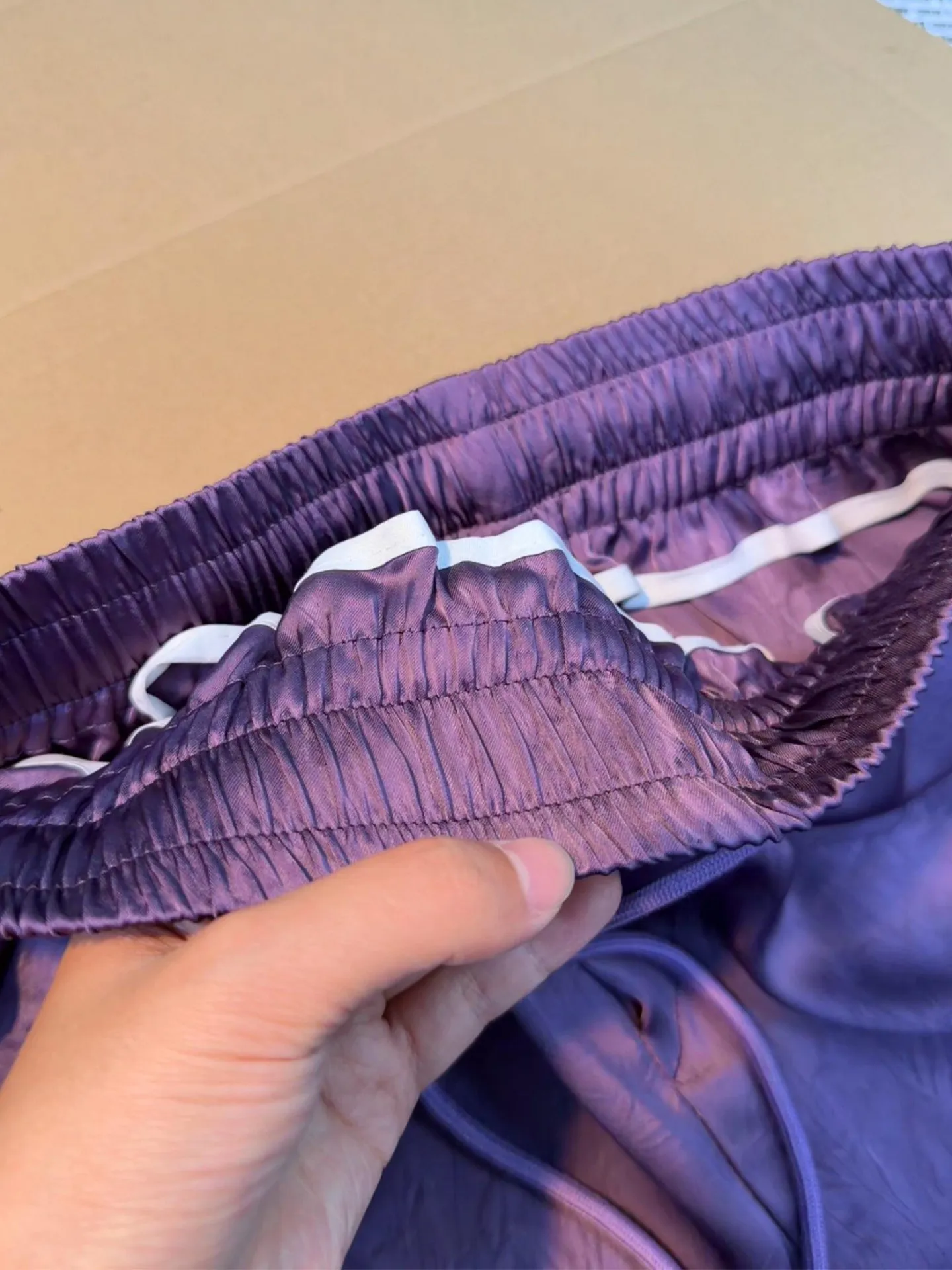 Vintage Purple Texture Silk Satin Men's Short Pants Summer Quick Dry Cool Feeling Breathable Half Pants Straight Five-Part Pants
