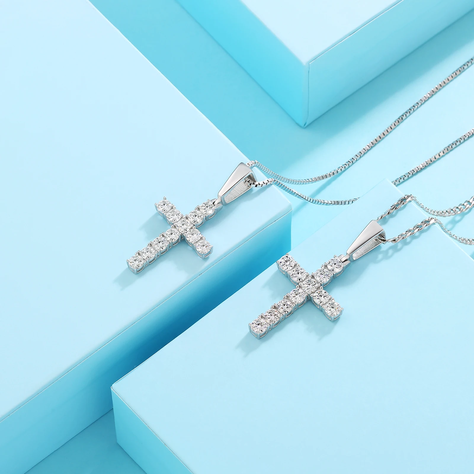 Fashion Moissanite Jewelry 925 Sterling Silver Iced Out D VVS1 Diamond Mosanite Cross Pendant necklaces