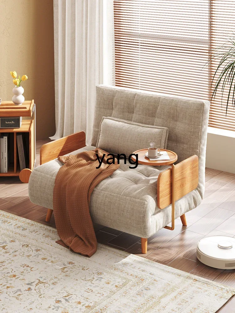 L'm folding sofa bed, sitting and lying multi-functional solid wood sofa, chaise longue