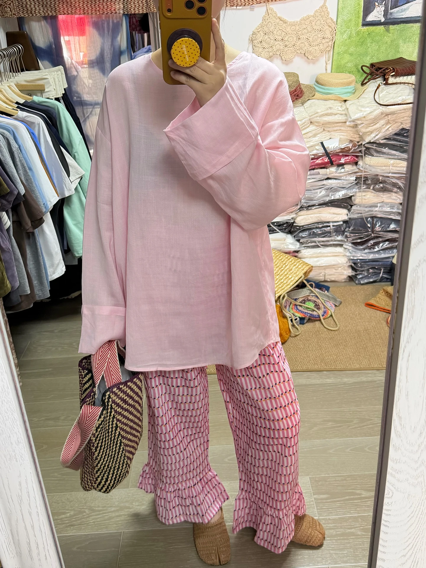 

Ретро летние розовые брюки с рюшами и эластичным поясом на шнурке, широкие брюки-клеш для женщин больших размеров, винтажные расклешенные брюки для полных женщин.