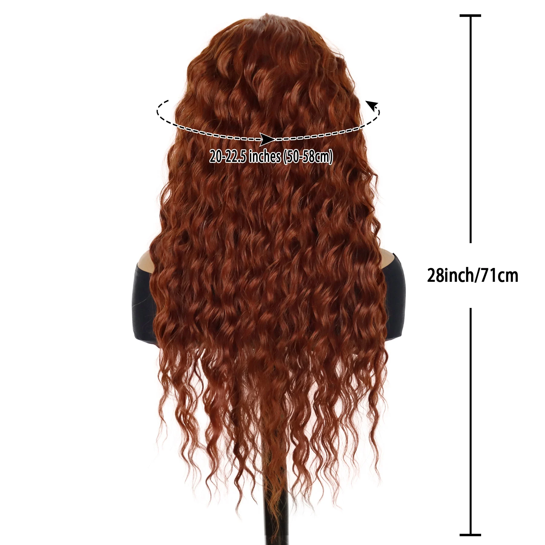 Synthetic Women's Wigs Long Curly Hair Auburn Wig Red Color 28inches Super Long Wig Thick Big Volume Fluffy Replacement Wigs