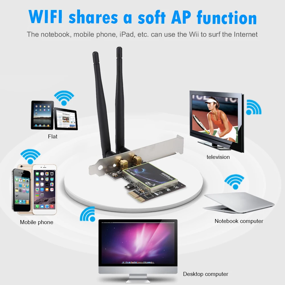 SU-N600 ثنائي النطاق 600 ميجا بت في الثانية PCI-E بطاقة الشبكة 2.4 جيجا/5 جيجا هرتز محول جيجابت إيثرنت