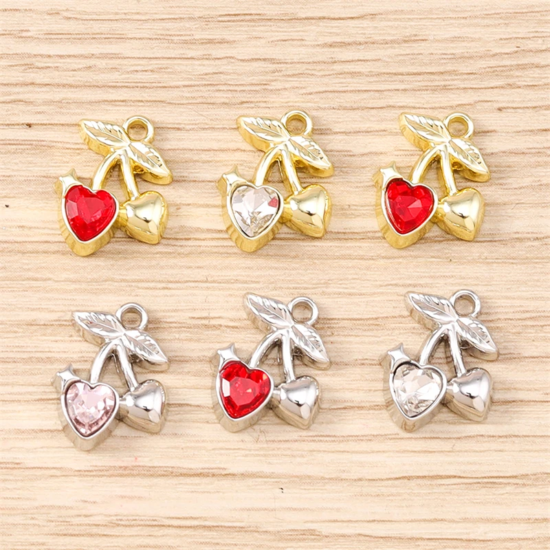 5 Stück gemischte süße Metall-Obst-Kirsch-Anhänger für Ohrhänger, Halsketten, Armbänder, DIY-Bastelarbeiten, Schmuckherstellung, Zubehör – Detail 6