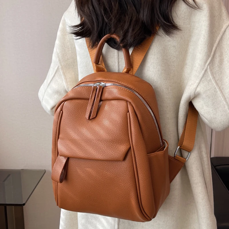 Designer Cute Fashion Women Leather Backpack 2023 Mini Soft Multi-Function Small Backpack Female Ladies Shoulder Bag Girl Purses