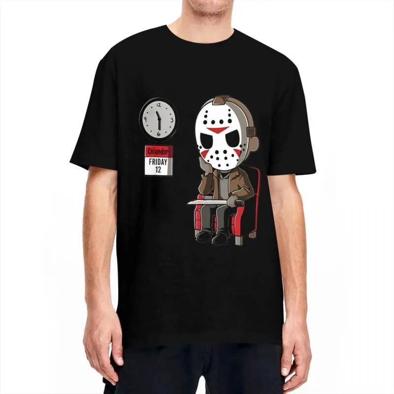 Friday 12th Jason Voorhees T-Shirt Men Cotton Tops Shirts Vintage Funny Halloween Horror Movie O-neck Short Sleeve