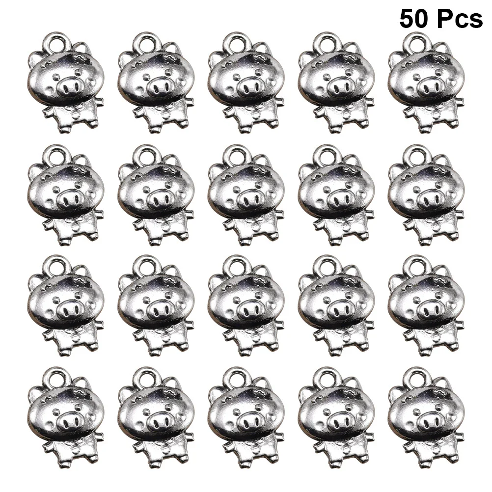 

50pcs Zodiac Alloy Charms DIY Necklace Bracelet Earrings Accessories Year of The Pig Pendant Set Jewelry Making Supplies
