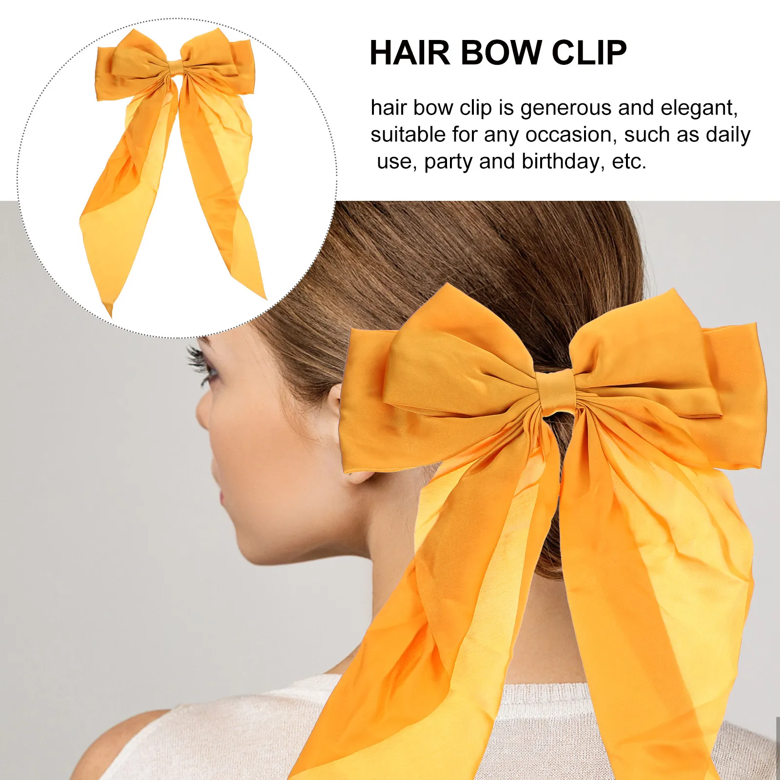 

1pcs Large Hair Bow Clip For Silk Big Ribbon Barrette Ponytail Holder Party Wedding Valentine Halloween Daily Wear