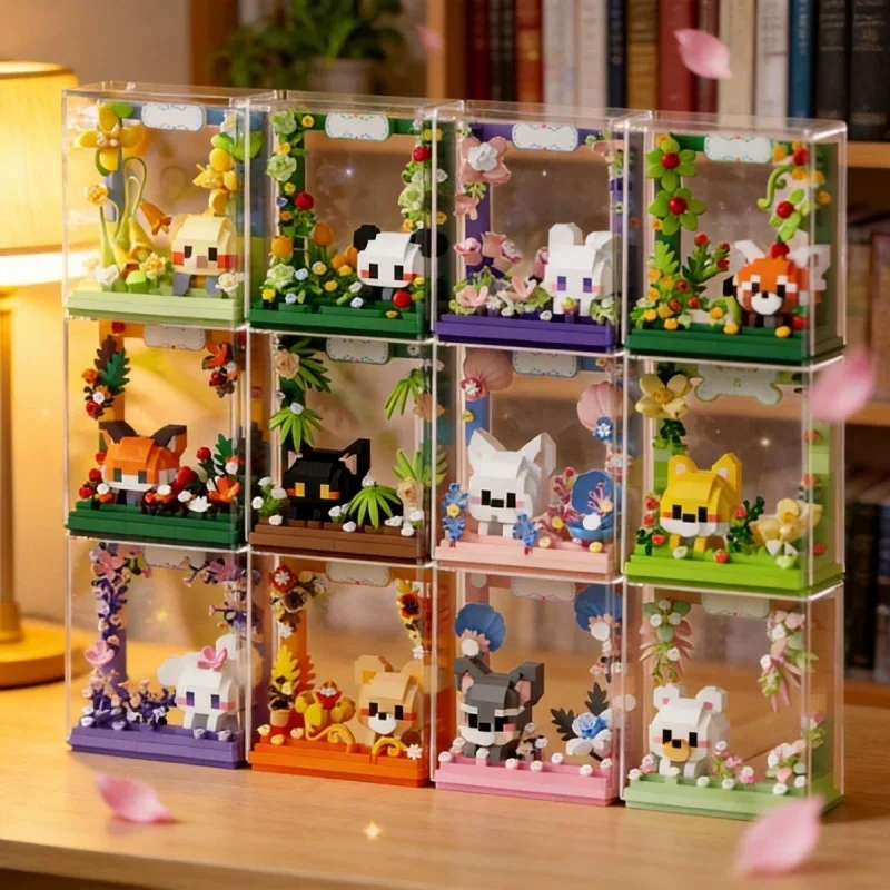 Cartoon Cute Animal Photo Frame Building Blocks Bird Panda Rabbit Model DIY Assembly Toy Kids Birthday Festival Creativity Gifts