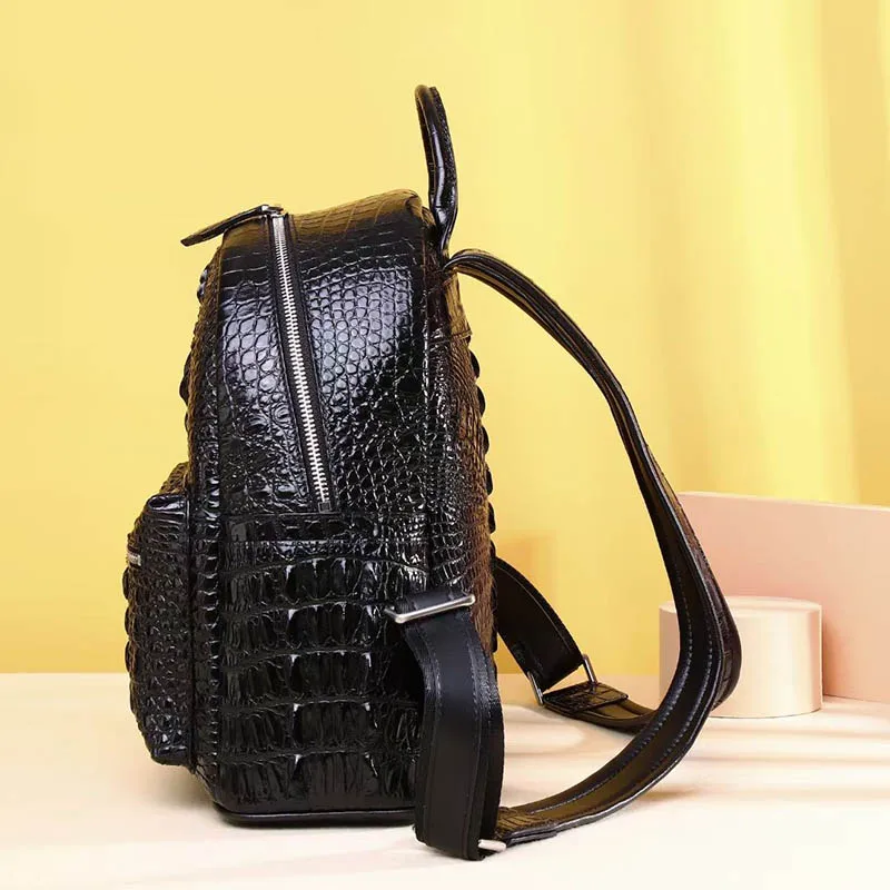 Imagem -06 - Mochila de Couro Genuíno Feminina Bolsa Crocodilo Tendência de Luxo 2023