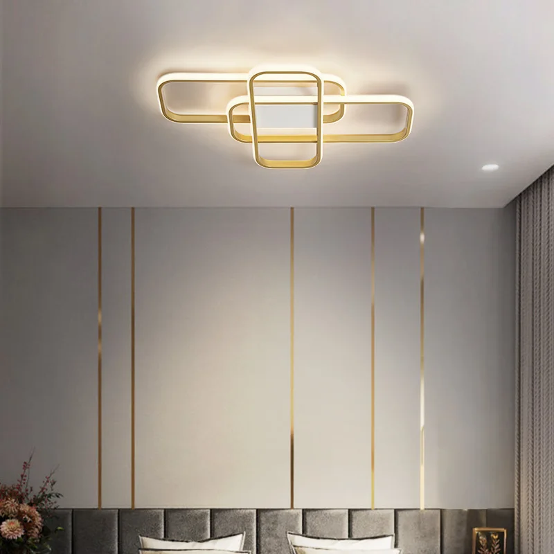 Ouro/preto minimalismo led lustre para sala de estar quarto brilho iluminação interior nordic moderno lustre led luz teto