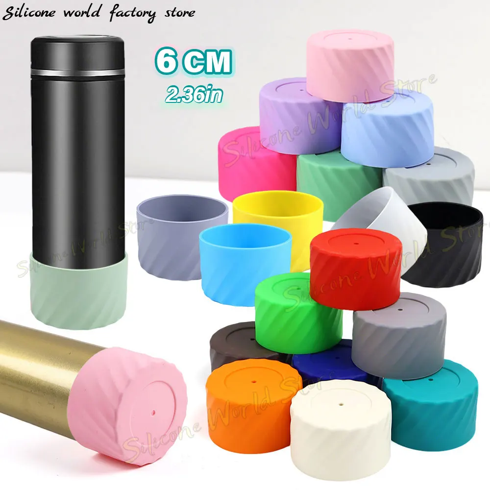 

SW 6CM Silicone Boot Sleeve Silica Gel Cup Bottom Cover 60MM Heat Insulation Anti-Slip Water Bottle Protective Covers Coaster