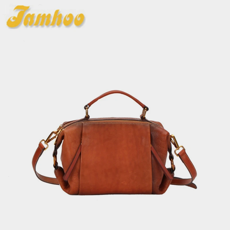 

Jamhoo 2024 New Leather Vintage Women's Handbag Ladies Soft Leather Messenger Bag Solid Color Luxury Shoulder Bag For Women Hobo