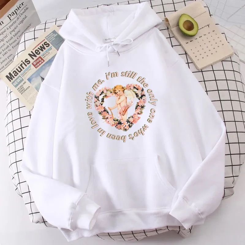 Vintage Angel Tops Hoodies Women Cartoon Heart Love Hoodie Streetwear Hoody Autumn Pullover Aesthetic Unisex Pink Sweatshirt