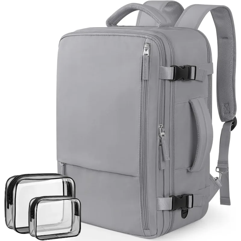 Travel Backpack, Carry On Backpack Expandable 40L Personal Item Bag, 17.3'' Laptop Bag, Waterproof Backpack Flight Approved,Grey