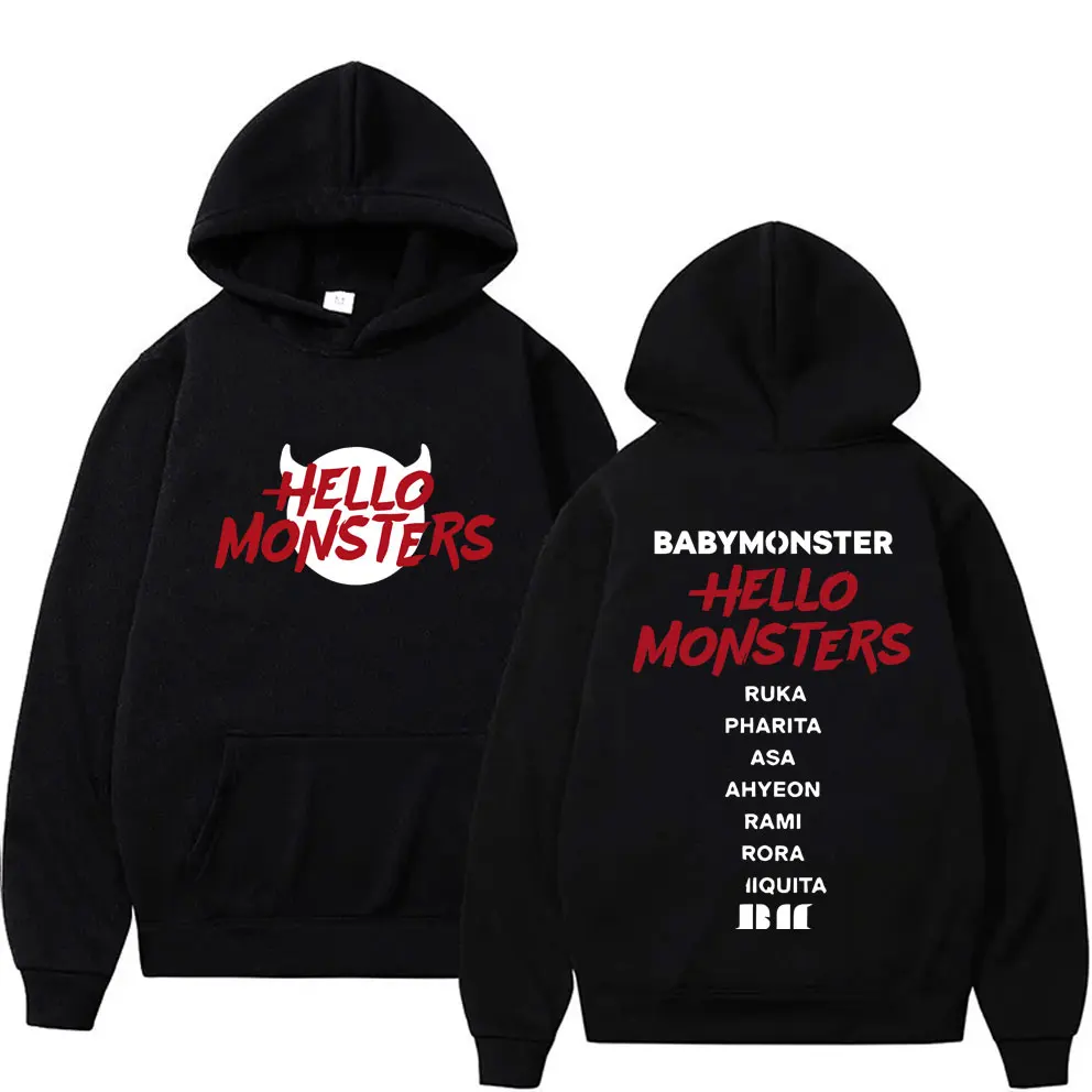 

Babymonster Hoodie Hello Monsters World Tour Double Sided Print Pullover Men Women Korean Fashion Oversized Streetwear Hoodies