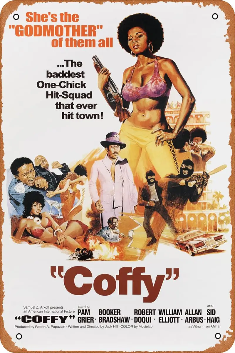 Póster de película Coffy, letrero de estaño Vintage para Bar, oficina, decoración de pared del hogar, regalo, letrero de Metal Retro