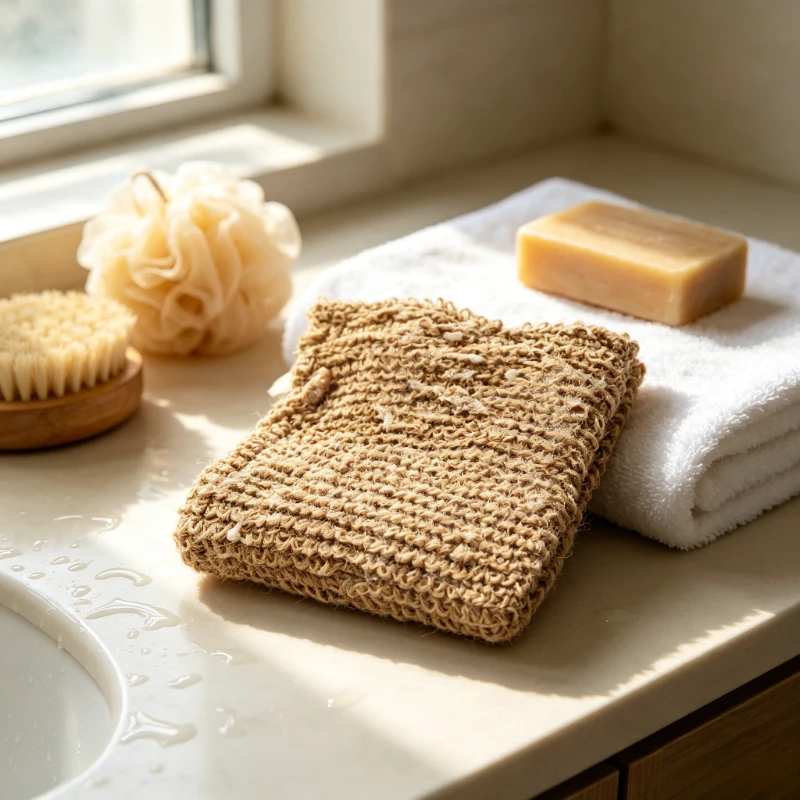 Exfoliating Jute Washcloth Square Body Scrub Towel for Back Dead Skin Removal Bath Shower Cleaning Tool Men Women