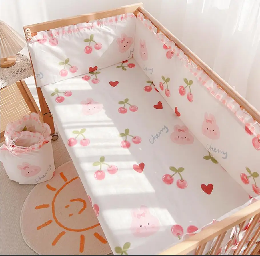 

5pcs/Set Baby Crib Bedding Set Newborn Bumpers Cot Protector Baby Room Decoration Soft Crib Protector for Kids Cot Cushion