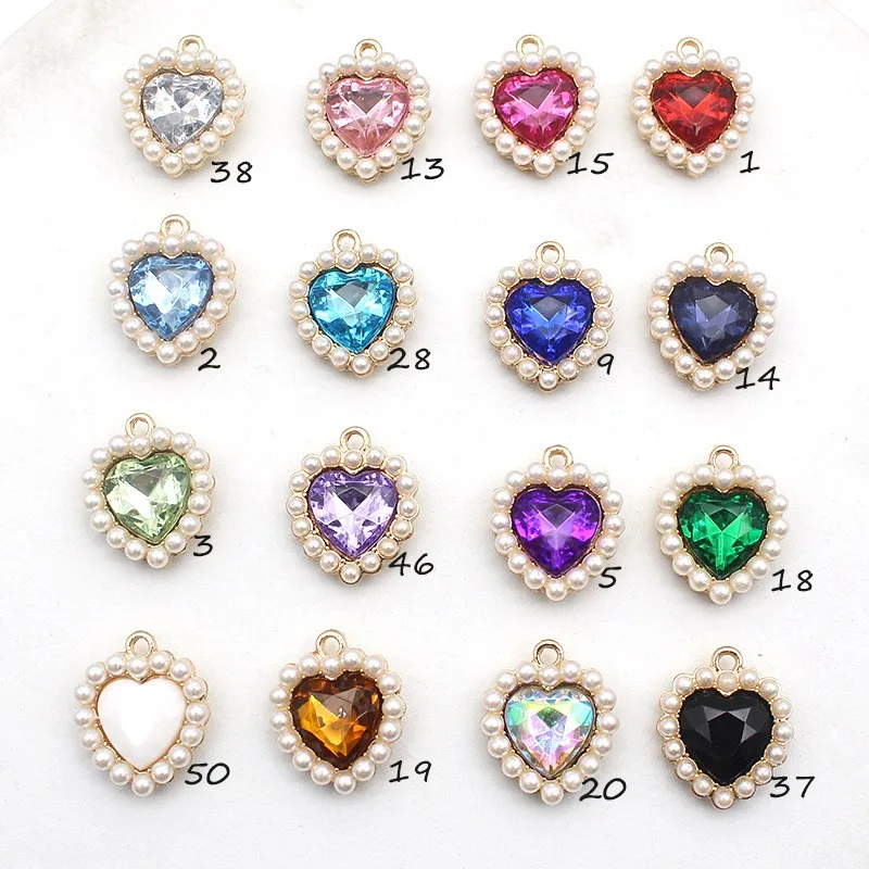 Brand New 10 Pieces/Lot 21mm Metal Heart Pearl Flat Bottom Pendant Button DIY Sewn Hand Alloy Pearl Jewelry Accessories