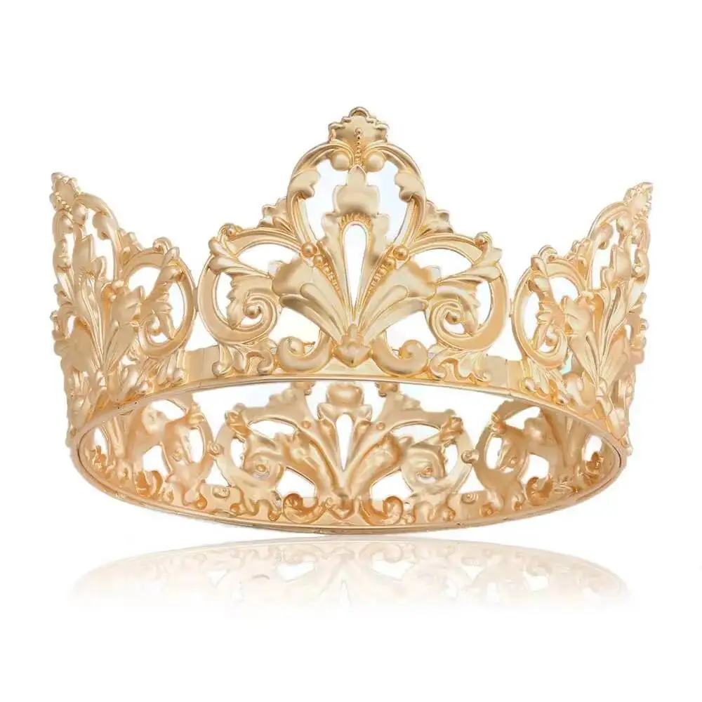 Royal King Tiaras And Crowns For Men Round Gold Prince Medieval Crowns Women Birthday Pageant Diadem Costume European Headpieces