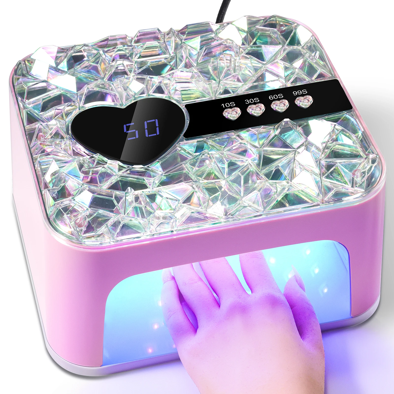 

3D Crystal UV LED Nail Lamp For Fast Drying Gel Nail Phototherapy Machine 45 LEDs Heart Shape Manicure Salon Tool Equipment