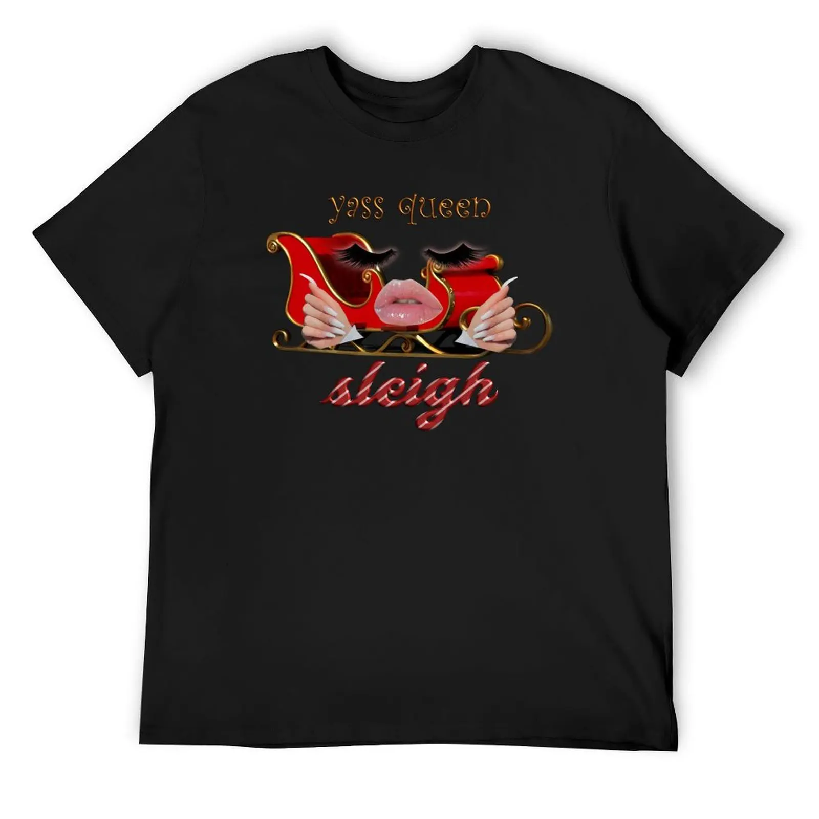 

yass queen sleigh - christmas / holiday T-Shirt tees boys animal print summer 2025 anime t shirts workout shirts for men