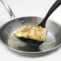 Portable Solid Slotted Spoon Nylon Black Non Stick Cooking Serving Kitchen Heat Resistant Cooking Tool Kitchen Supplies 3
