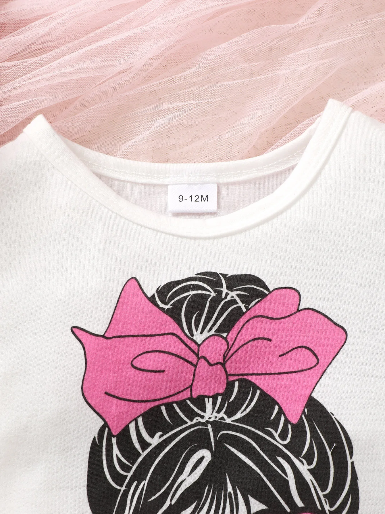 مجموعة ملابس للفتيات 12 وما تحت الربيع/الصيف/الخريف - تي شيرت مطبوع عليه رسوم كرتونية حلوة + تنورة قلم رصاص (قطعتان)، مزيج من القطن