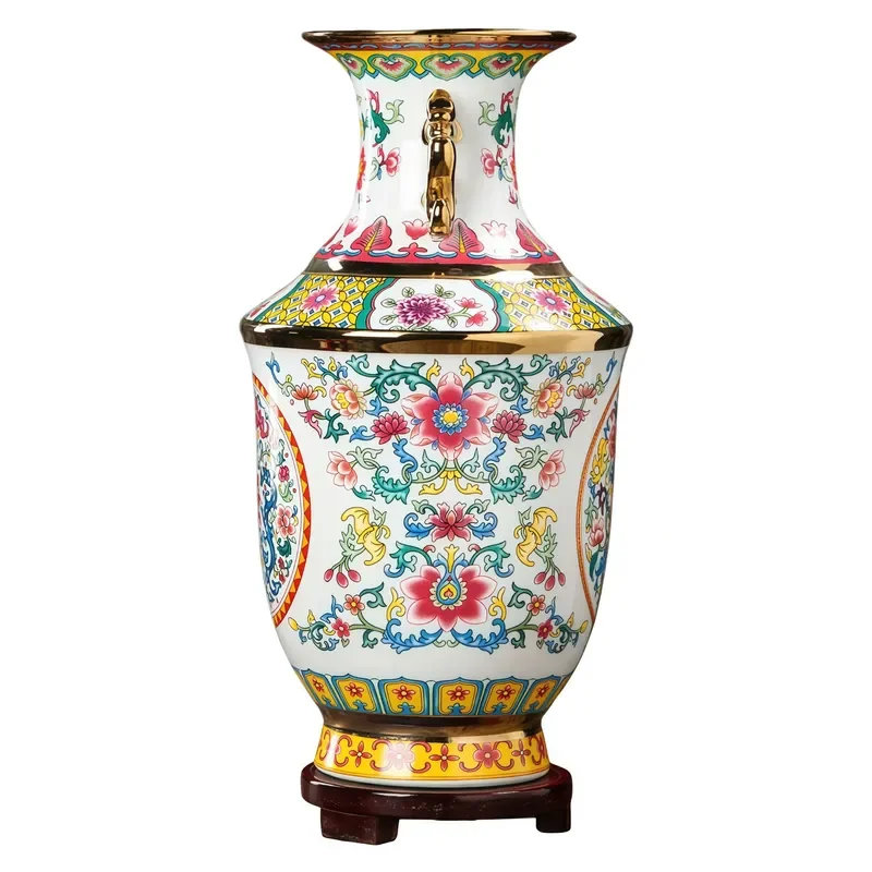 for Jingdezhen Ceramics Gold Enamel Antique Double Ear Vase Chinese Villa Living Room Ornament Phnom Penh Porcelain Vase