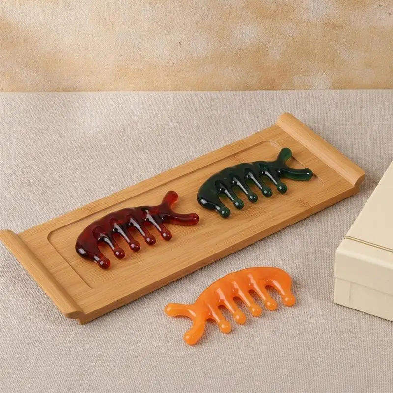 Resin Head Massage Comb Meridian Unclogging No Pull Soft Teeth Hair Brush for Wet Dry Hair Home Salon Use