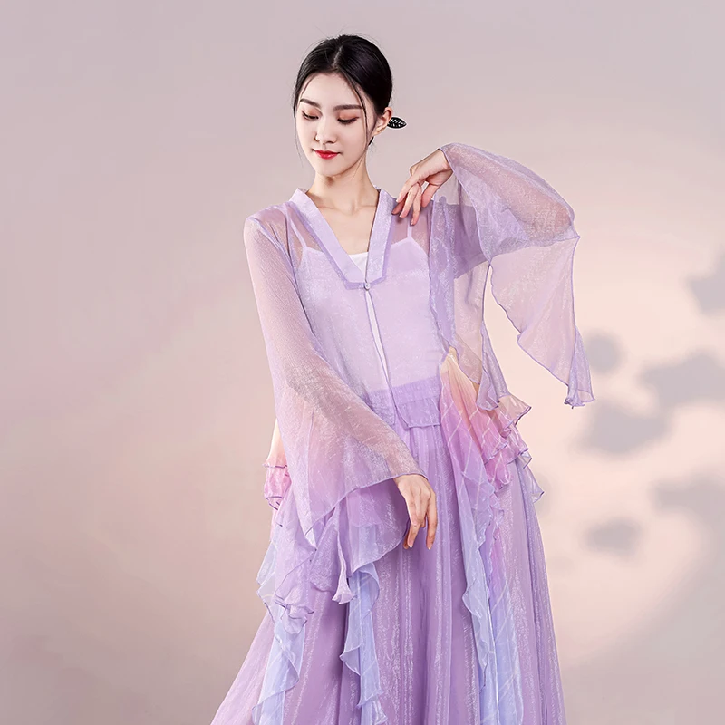 Classical Dance Costumes Women hanfu Practice Chinese Dance Performance Clothes Fairy Flowing Ancient Wind Saree Clothes